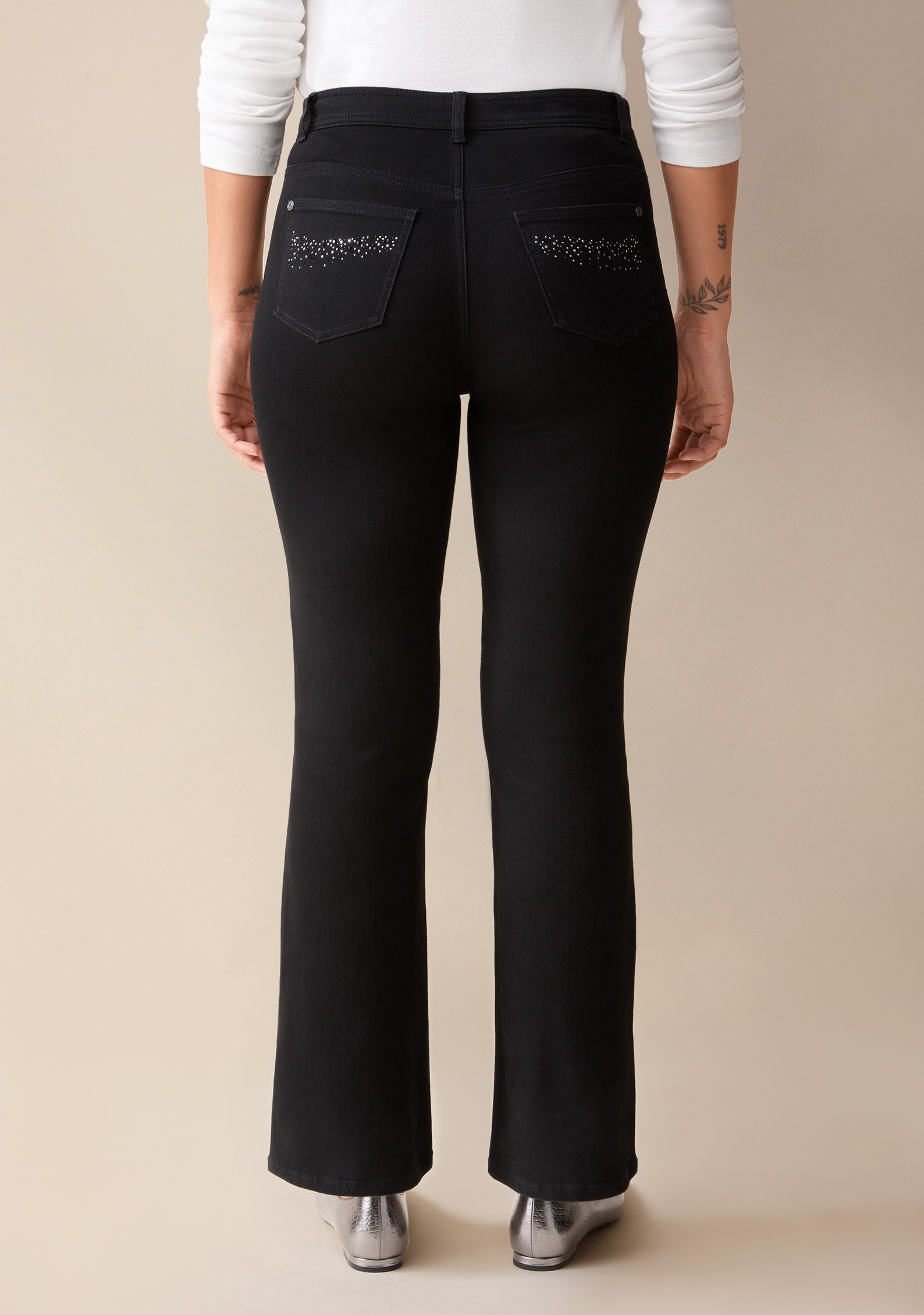 Holiday Essential Slim Embellished Bootcut Jean Back View