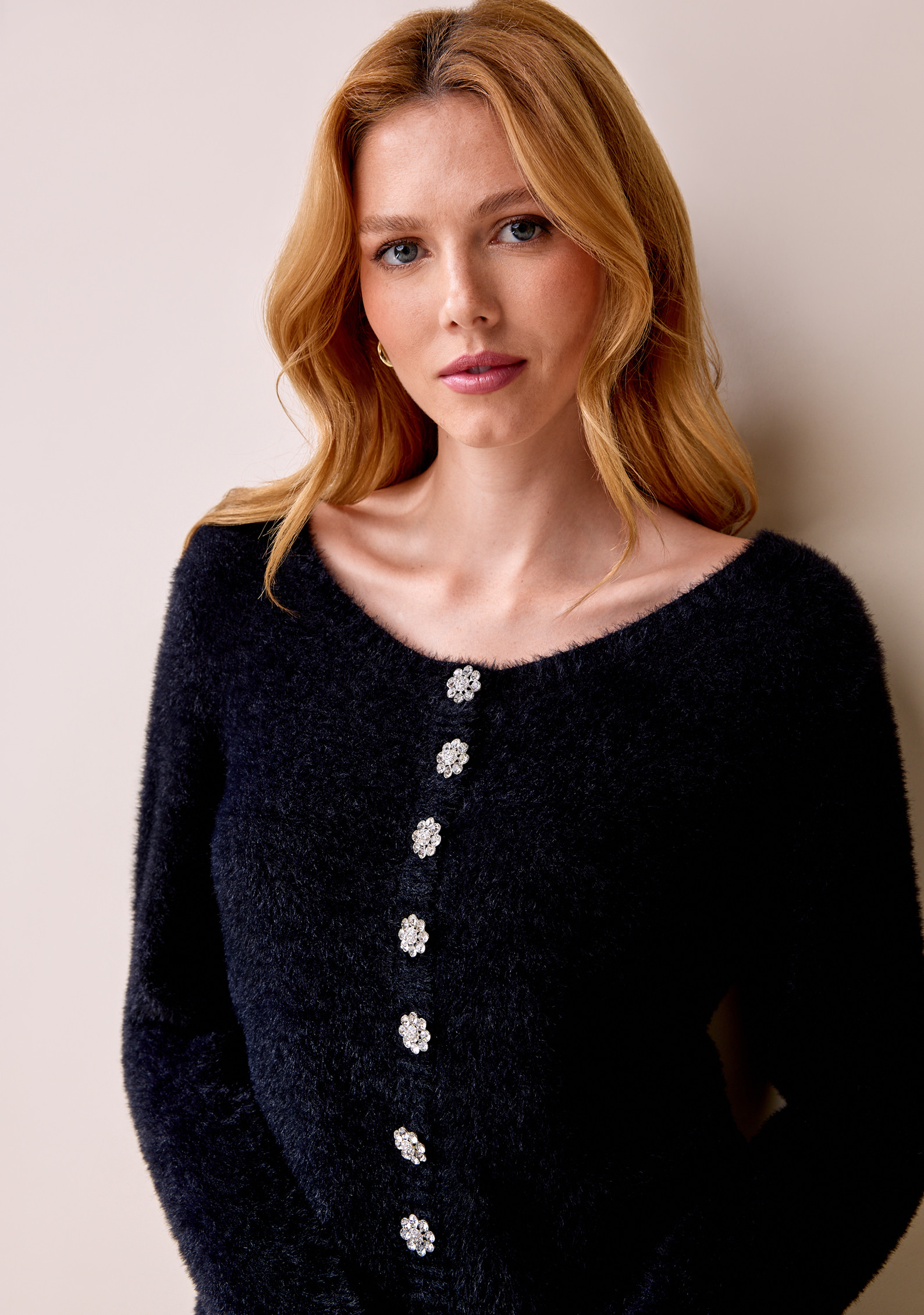 Holiday Button Cardigan-Close Up