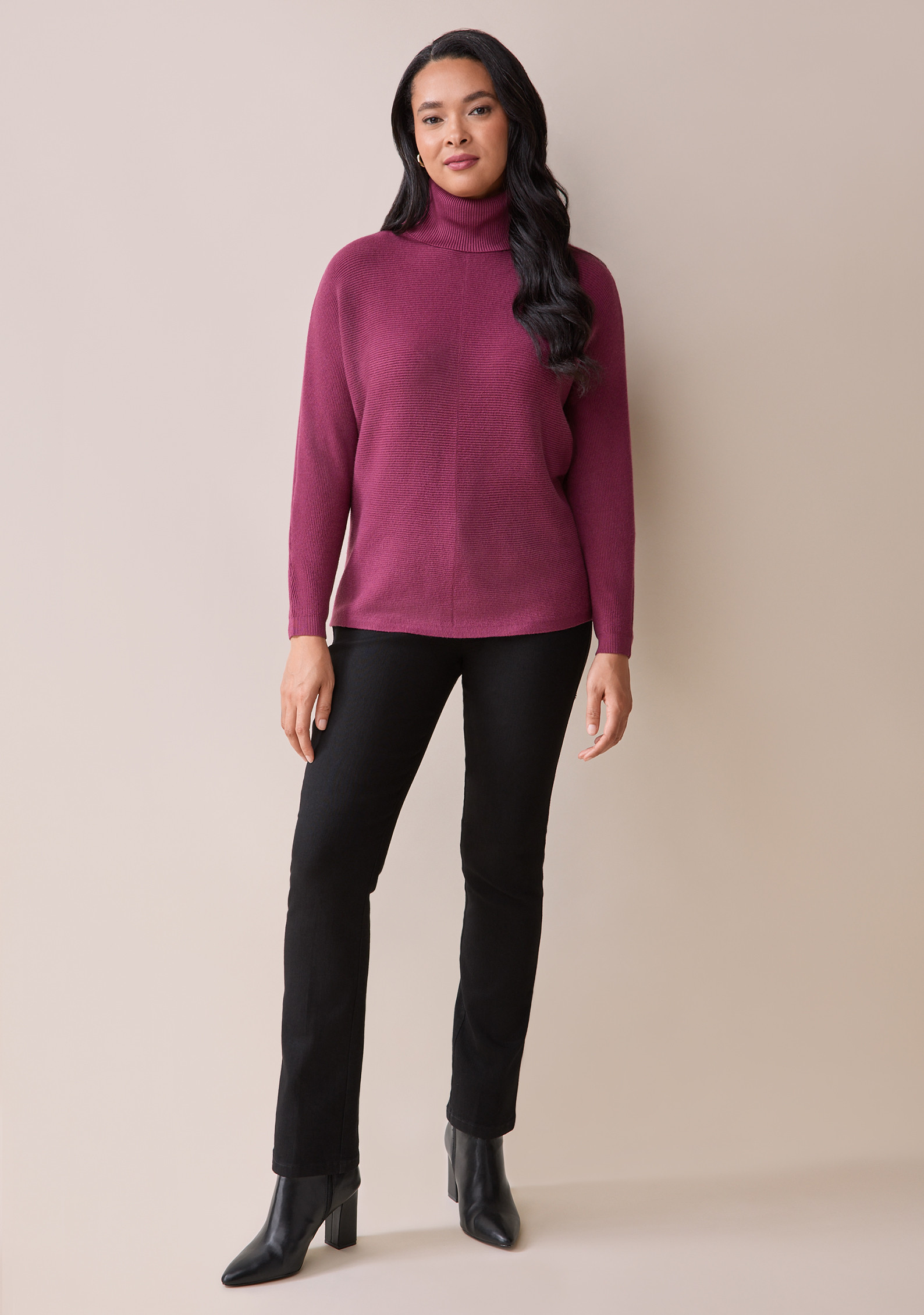 Lightweight Turtleneck Sweater Full Body