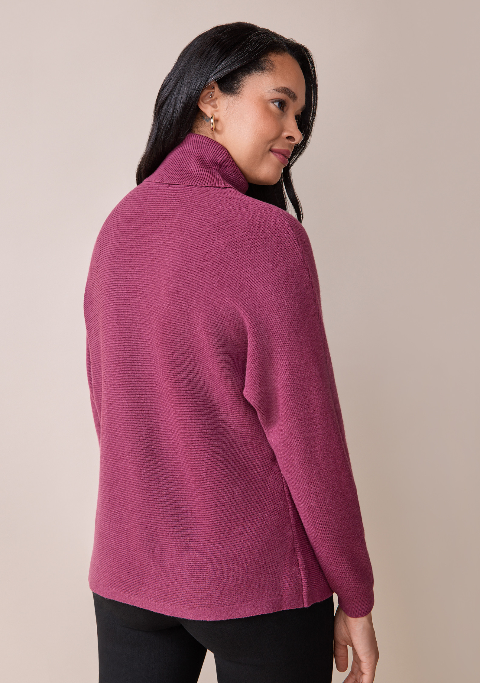 Lightweight Turtleneck Sweater Back View