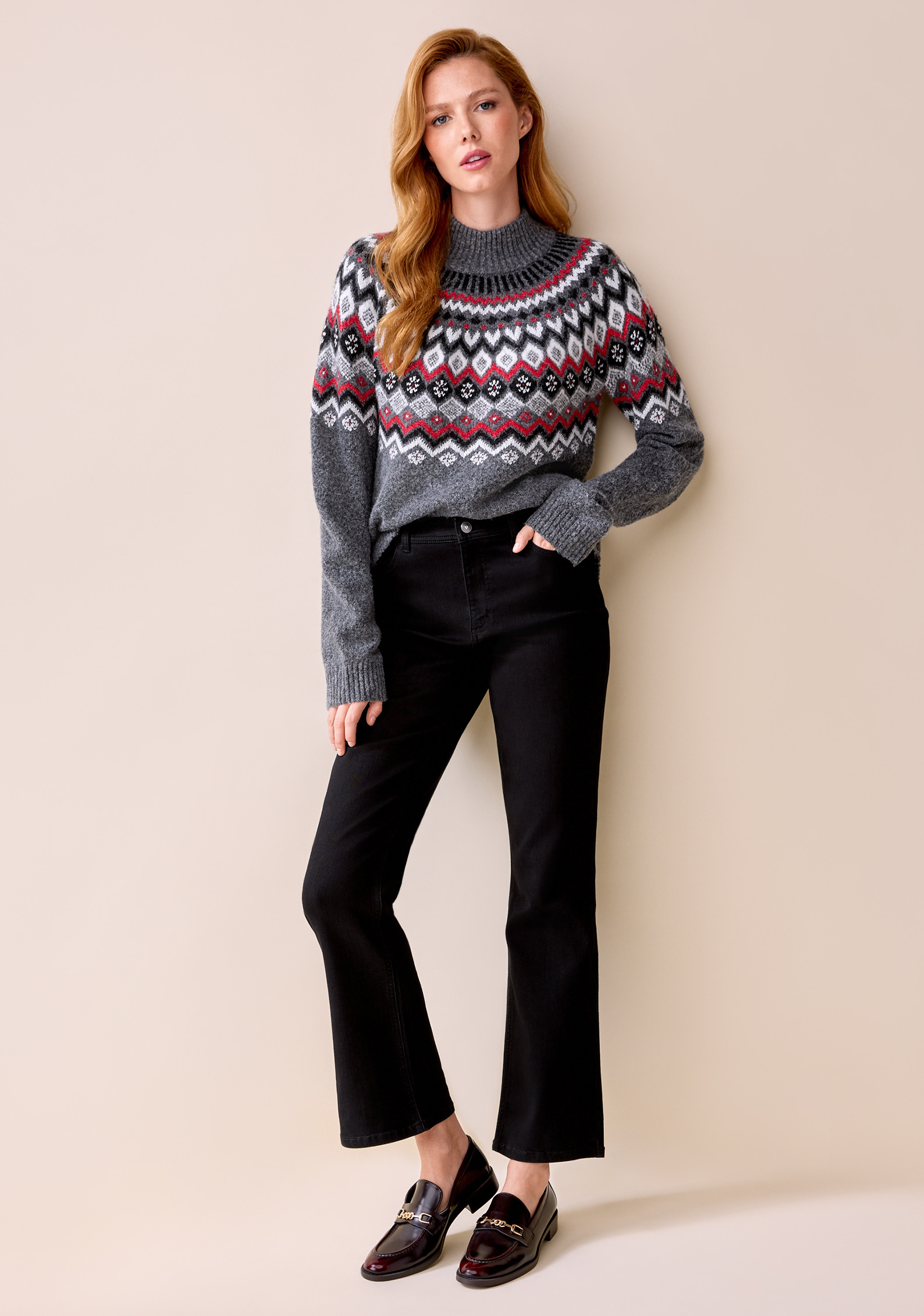 Mockneck Fairisle Sweater Full Body