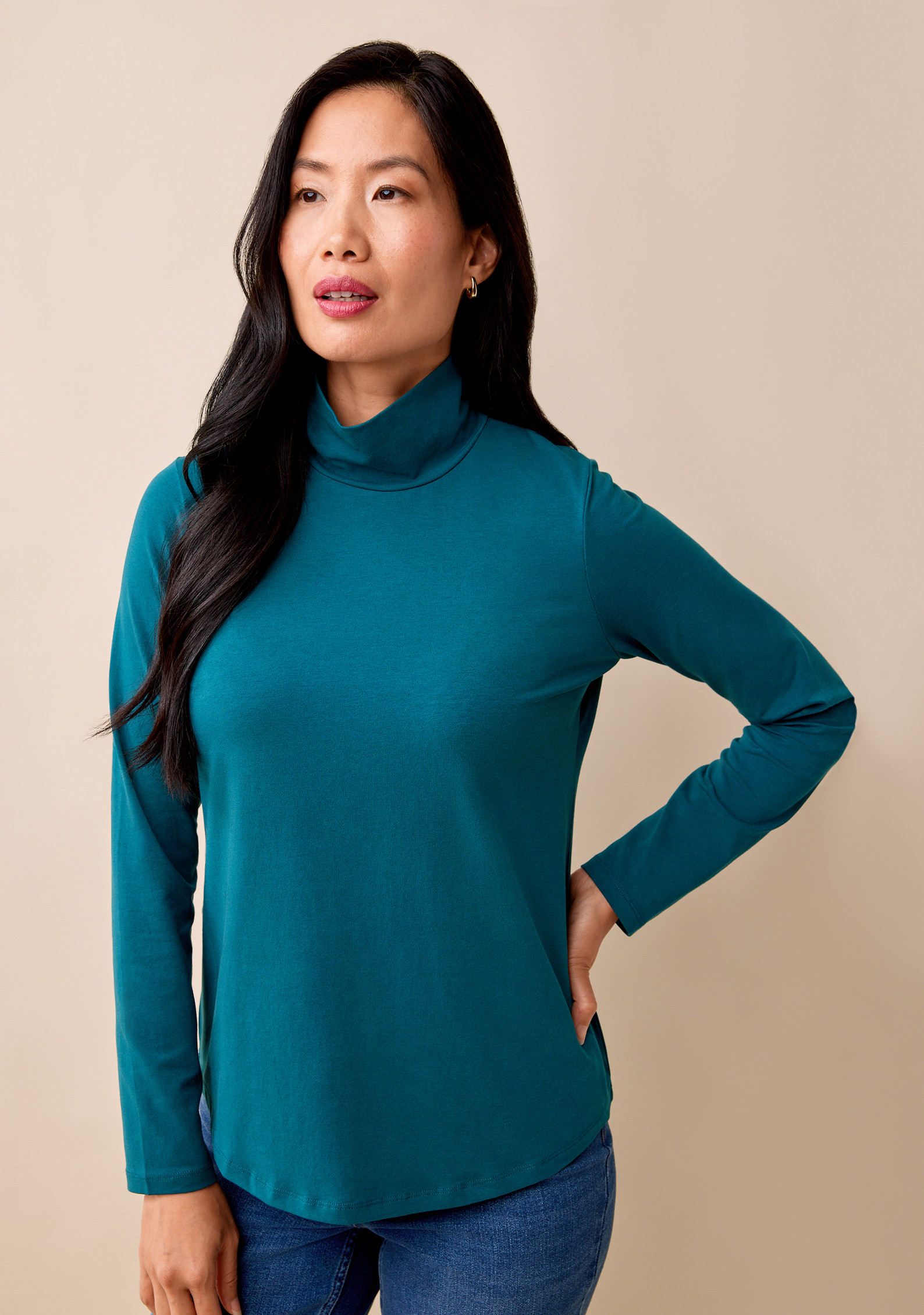 Mockneck Jersey Tee Untucked