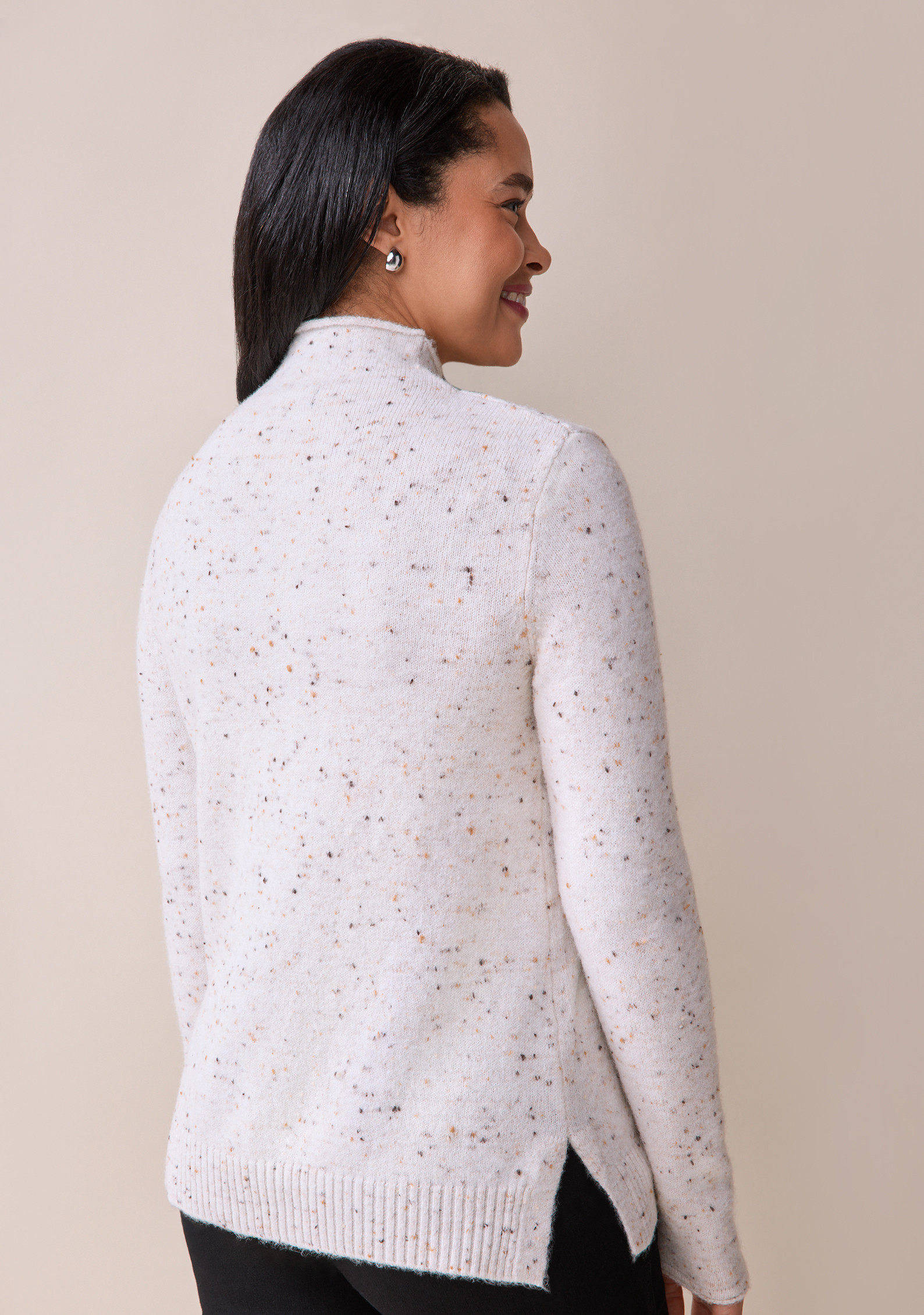 Mockneck Speckled Sweater  Back View