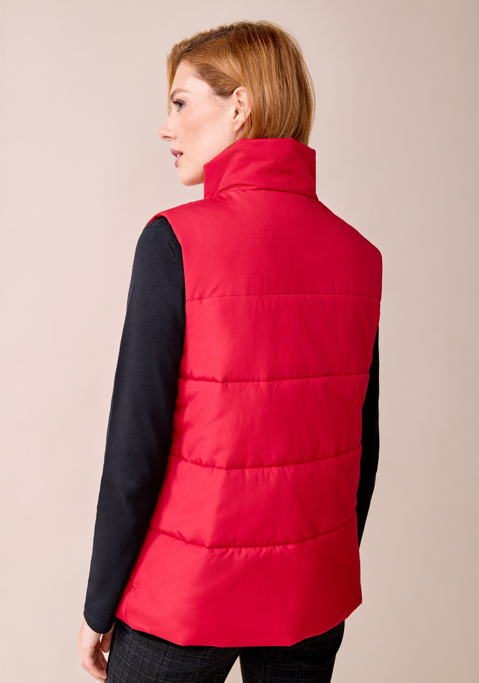 Stand Collar Long Vest Back View