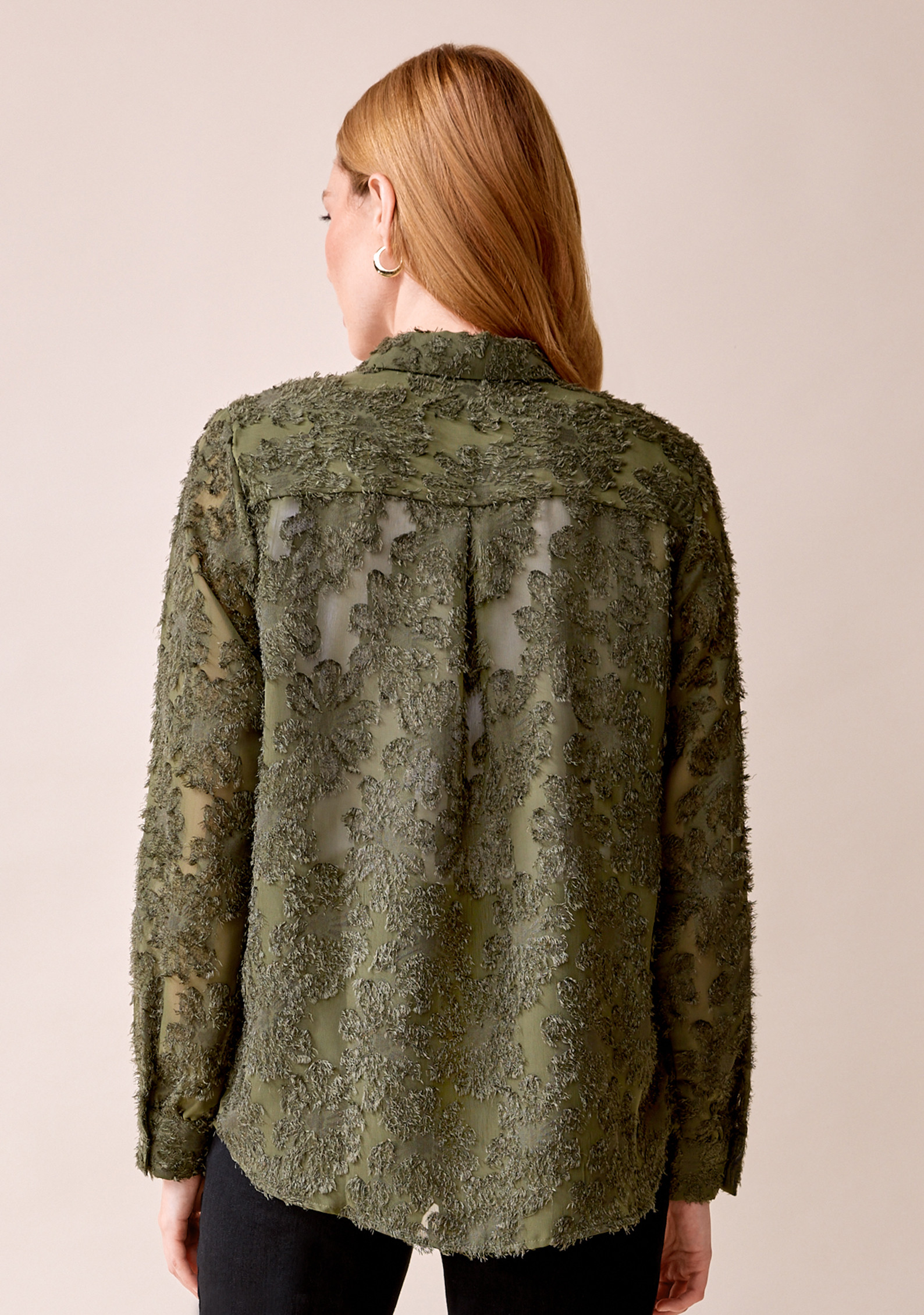 Holiday Textured Button Up Shirt Back View