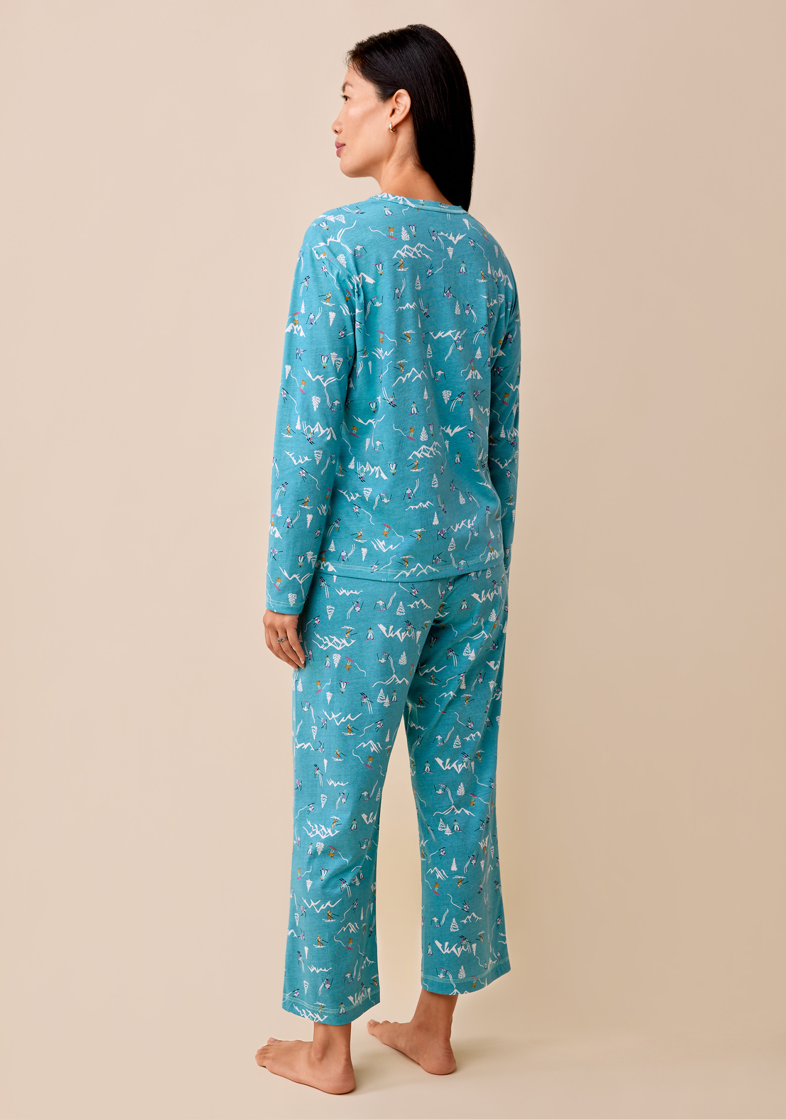 Festive Skiers 2 Piece Pyjama Set-Back View