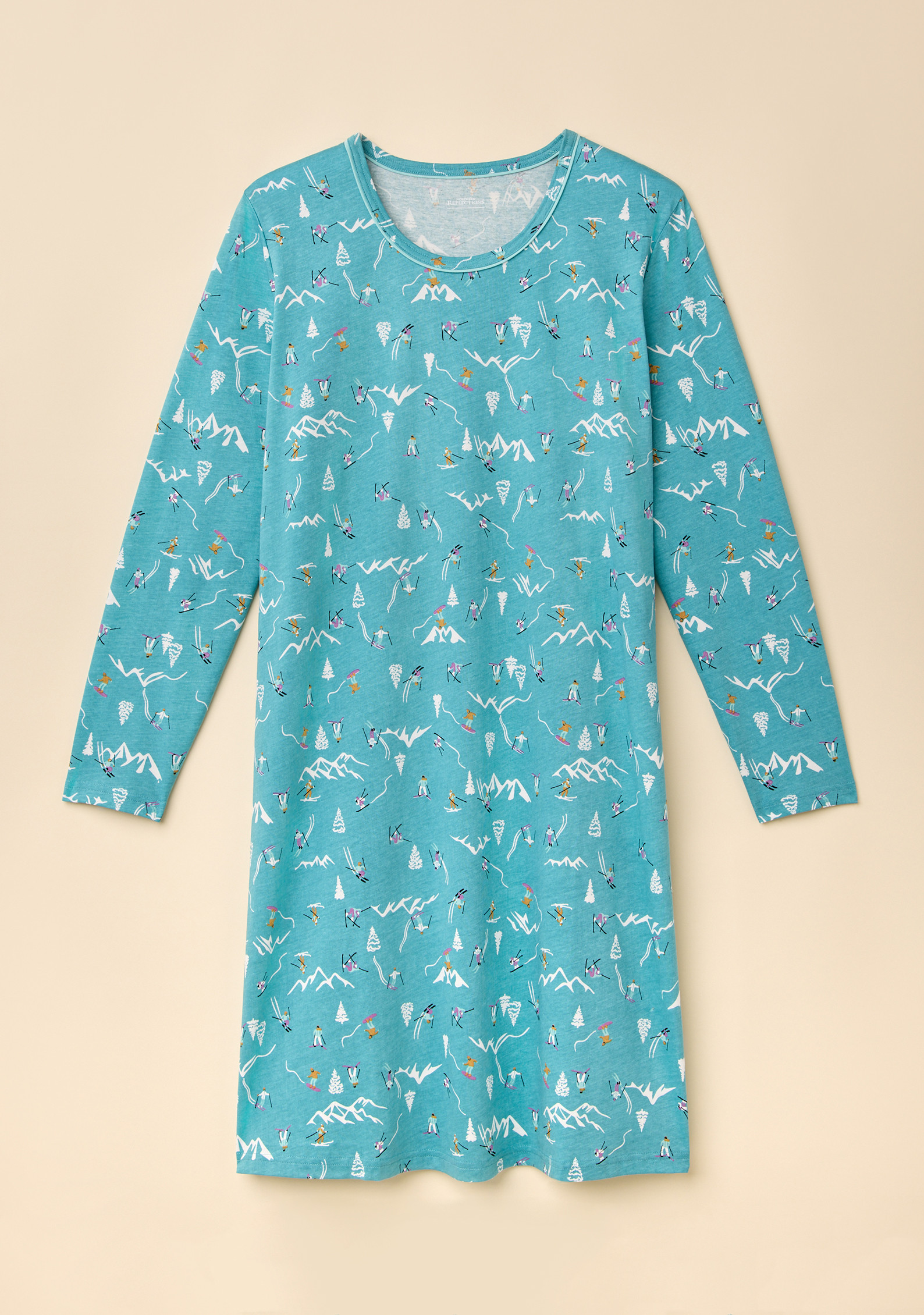 Festive Skier Print Nightshirt