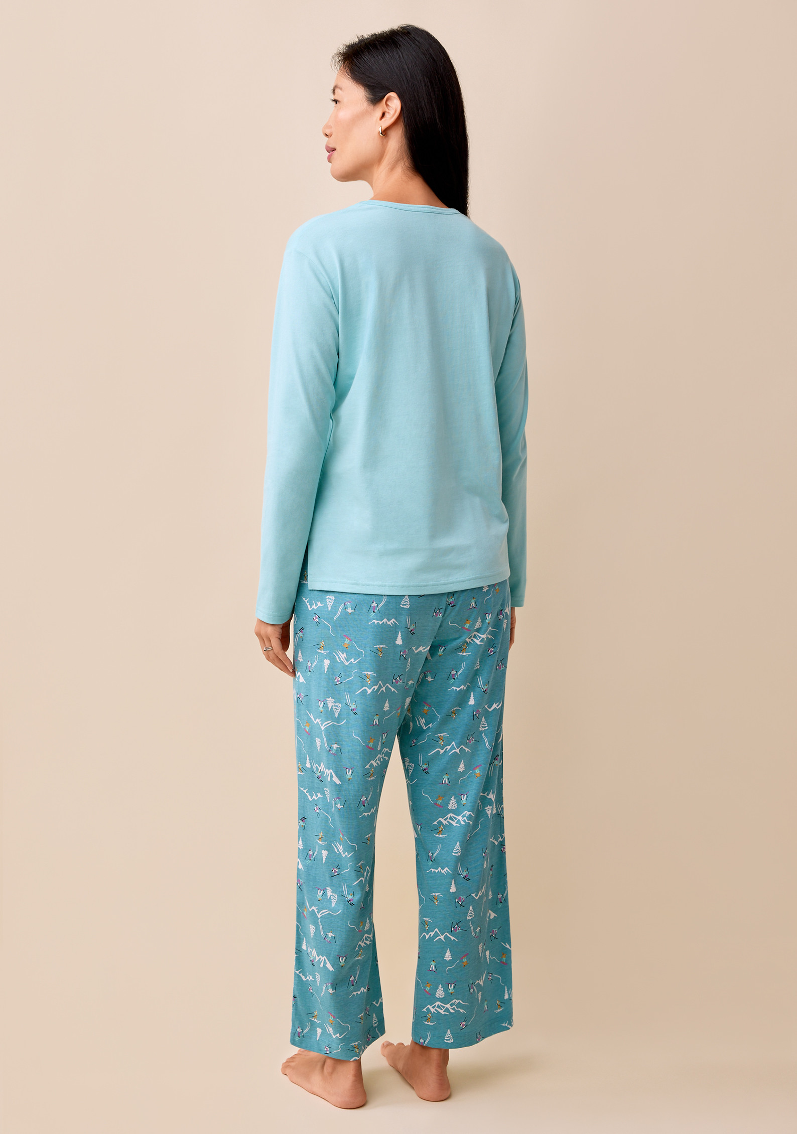Festive Skiing 2 Piece Pyjama Set-Back View