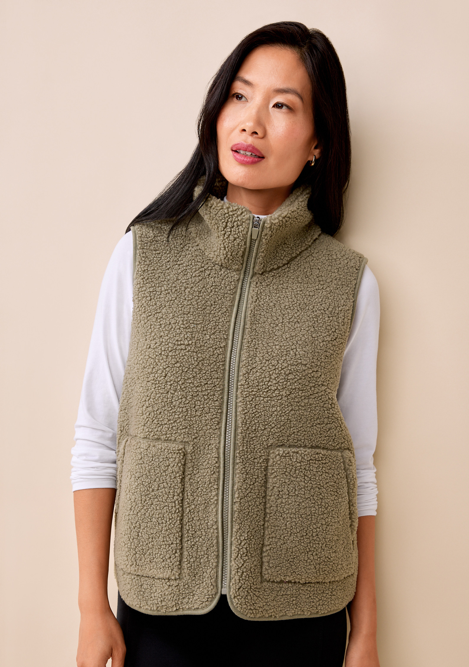 Sherpa Zip Vest Half Body