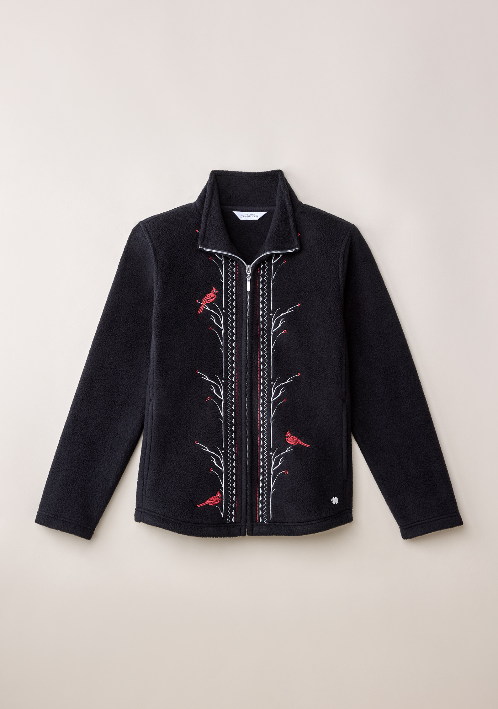 Petite - Cardinal on Branches Fleece Jacket