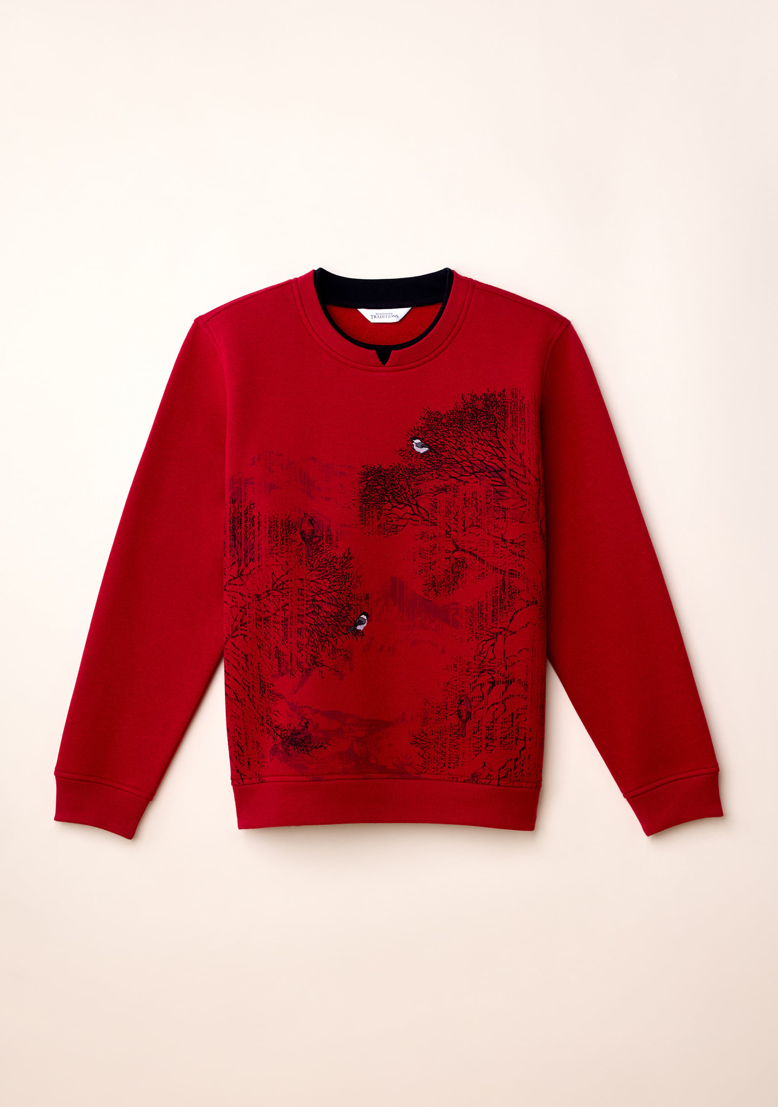 Petite - Red Scenic Fleece Sweatshirt