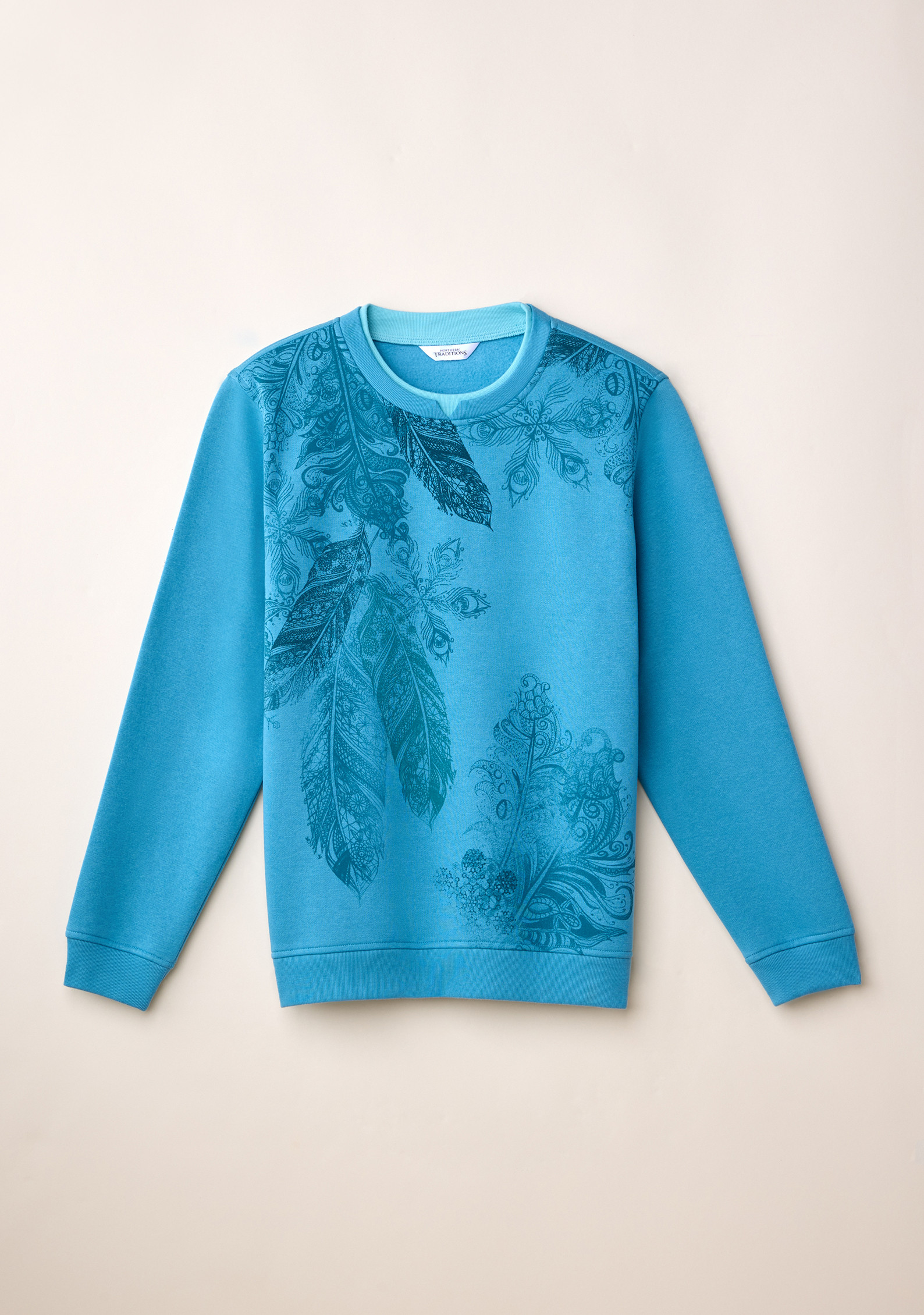 Teal Feather Fleece Sweatshirt