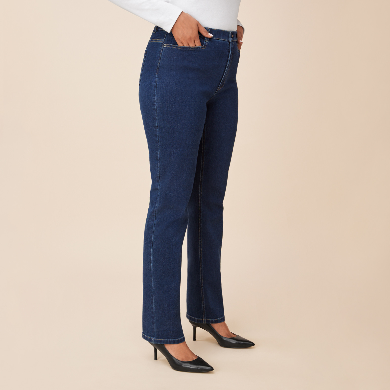 Basic Curvy Essential Blue Jean Side View