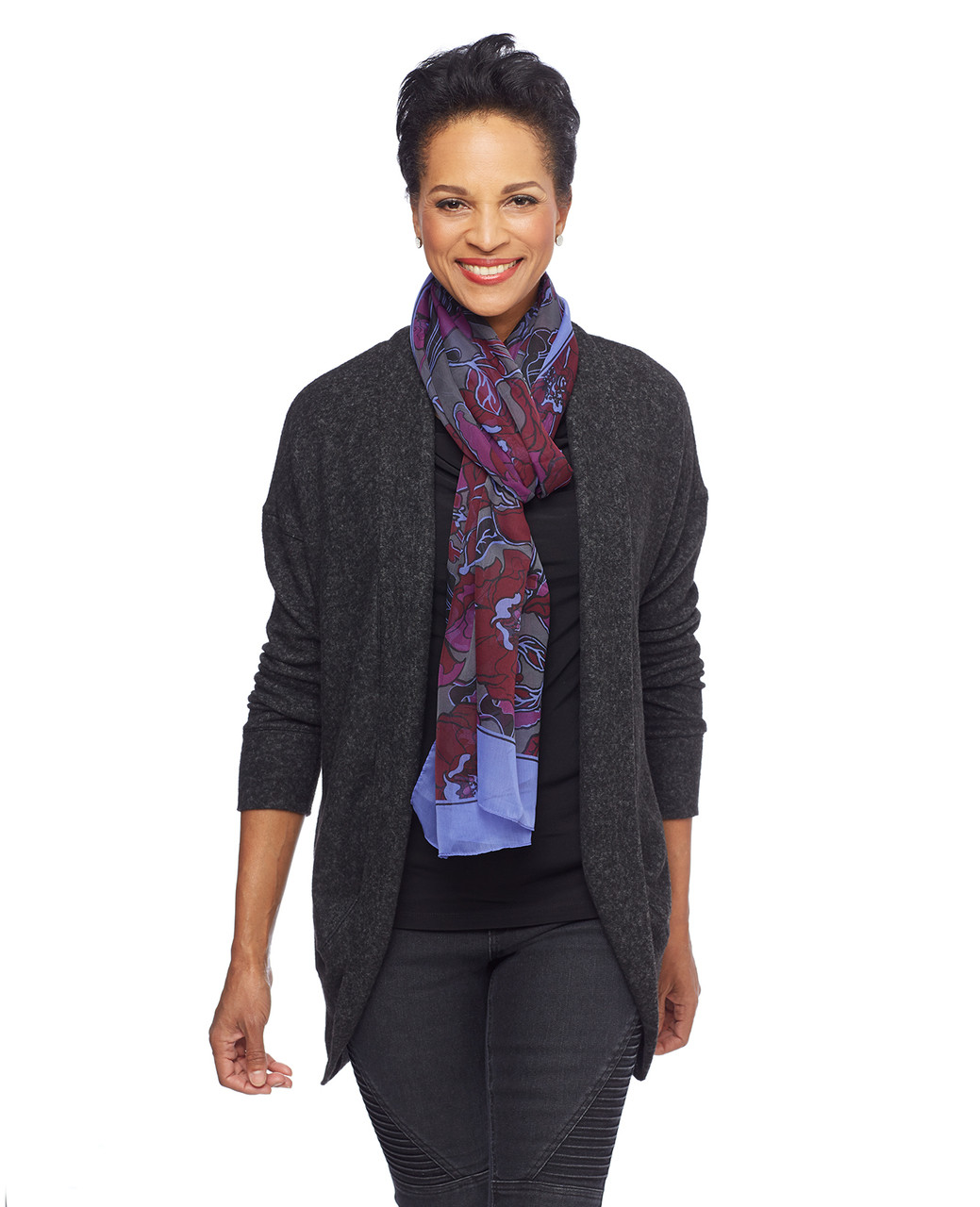 Women's purple floral printed scarf