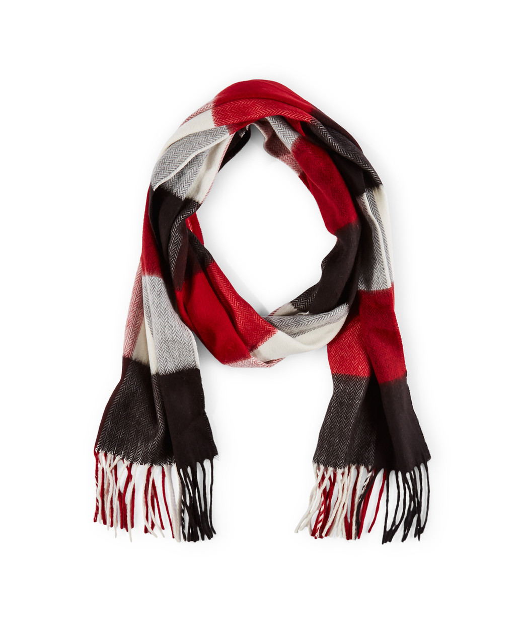 Woman's red and black buffalo check scarf