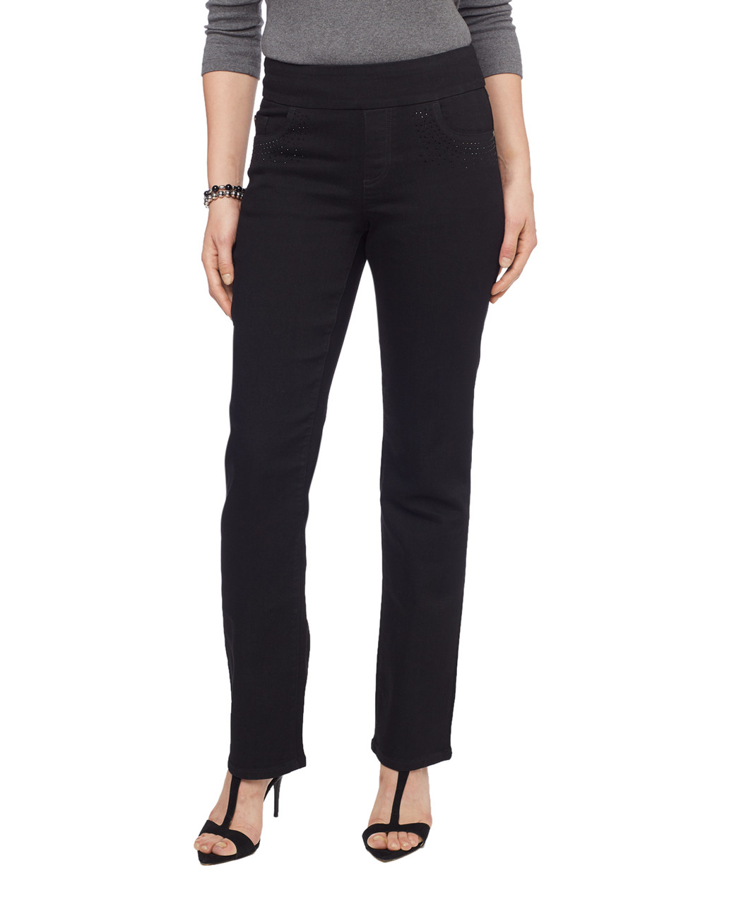 Women's fancy black rhinestone Comfort Jean