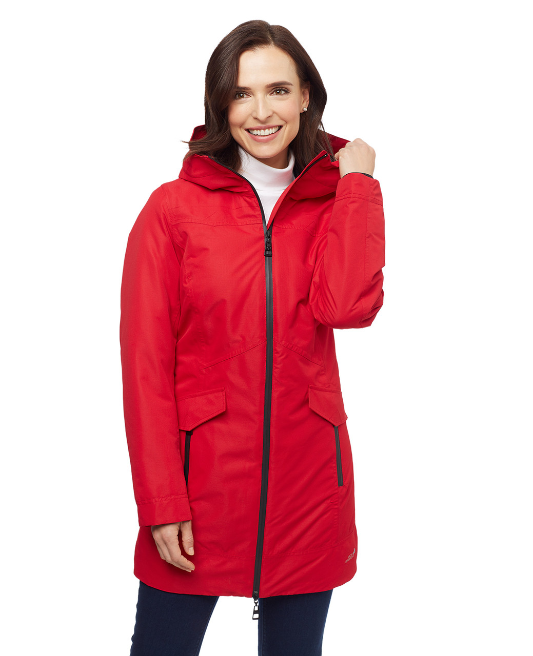 Woman's soft shell red waterproof jacket
