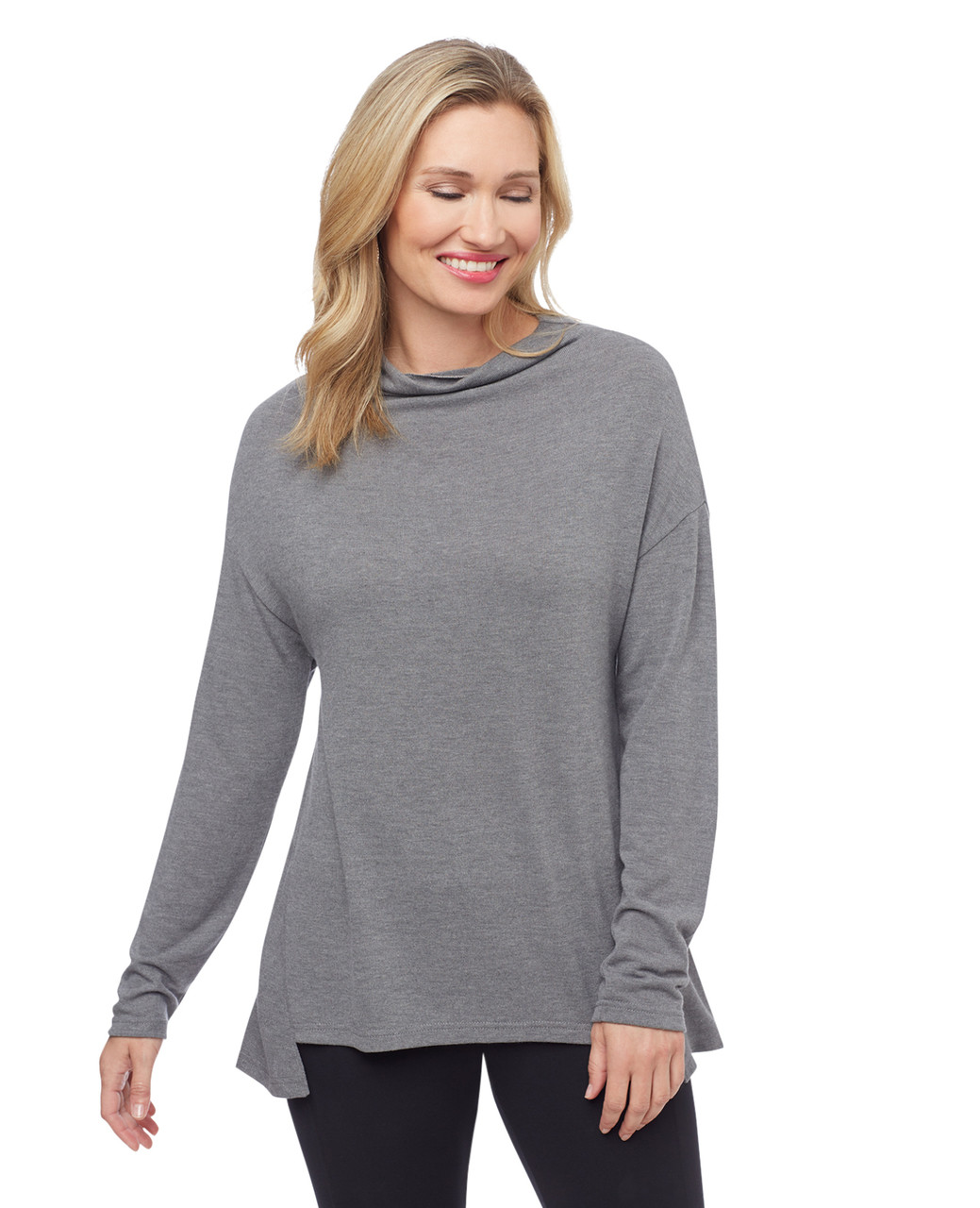 Woman's grey drop shoulder high low top