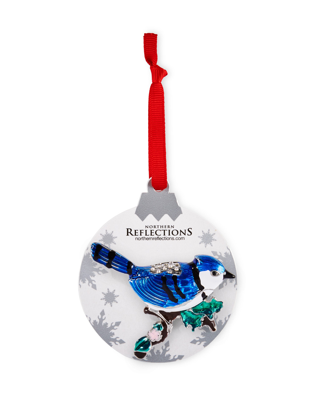 Blue jay on tree limb brooch