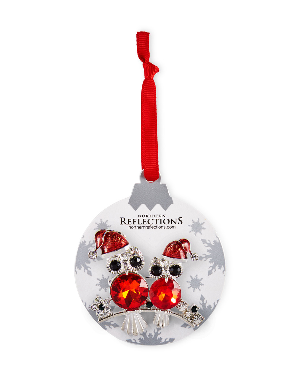 Owl brooch with red jewels