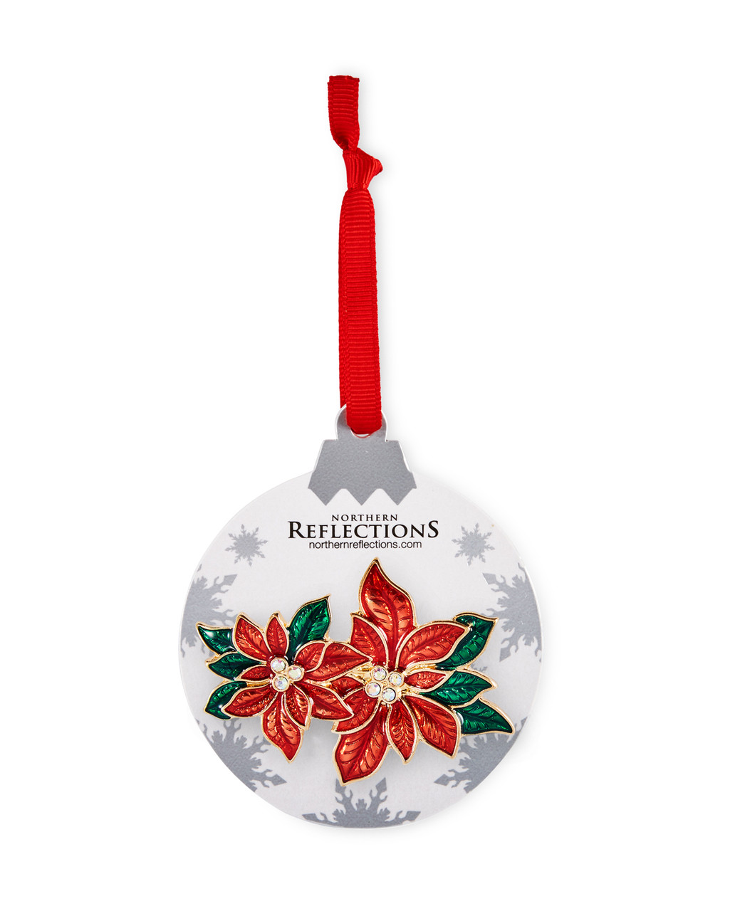 Red poinsettia holiday brooch