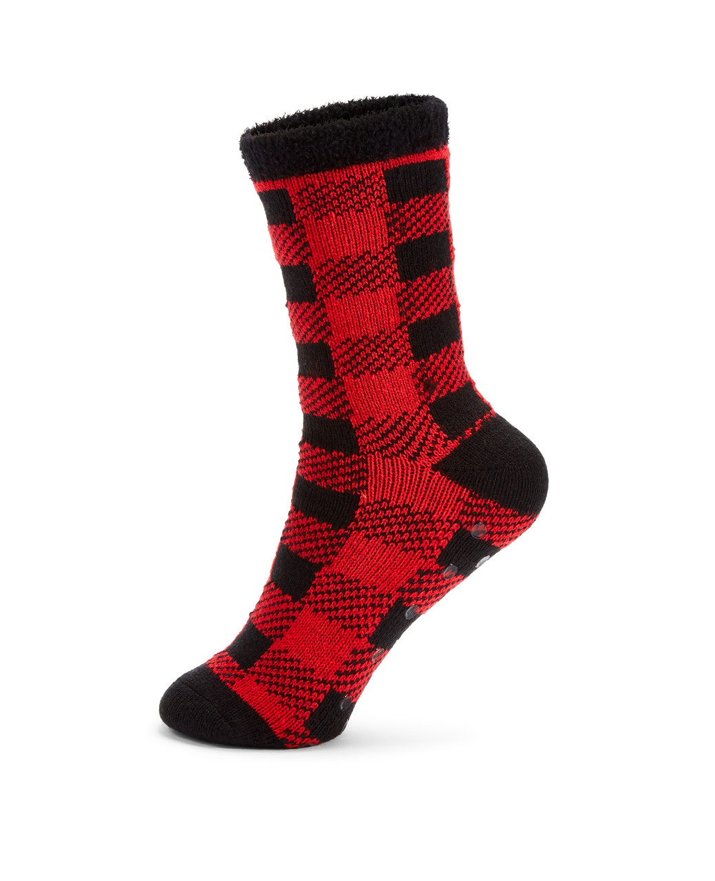 Red and black plaid holiday socks