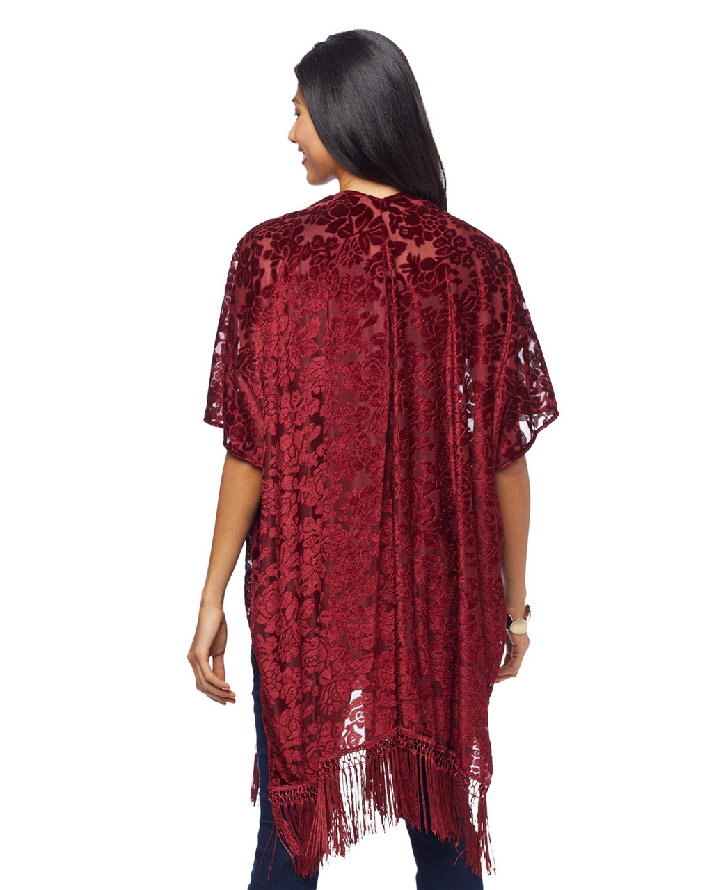 Woman's claret velvet kimono