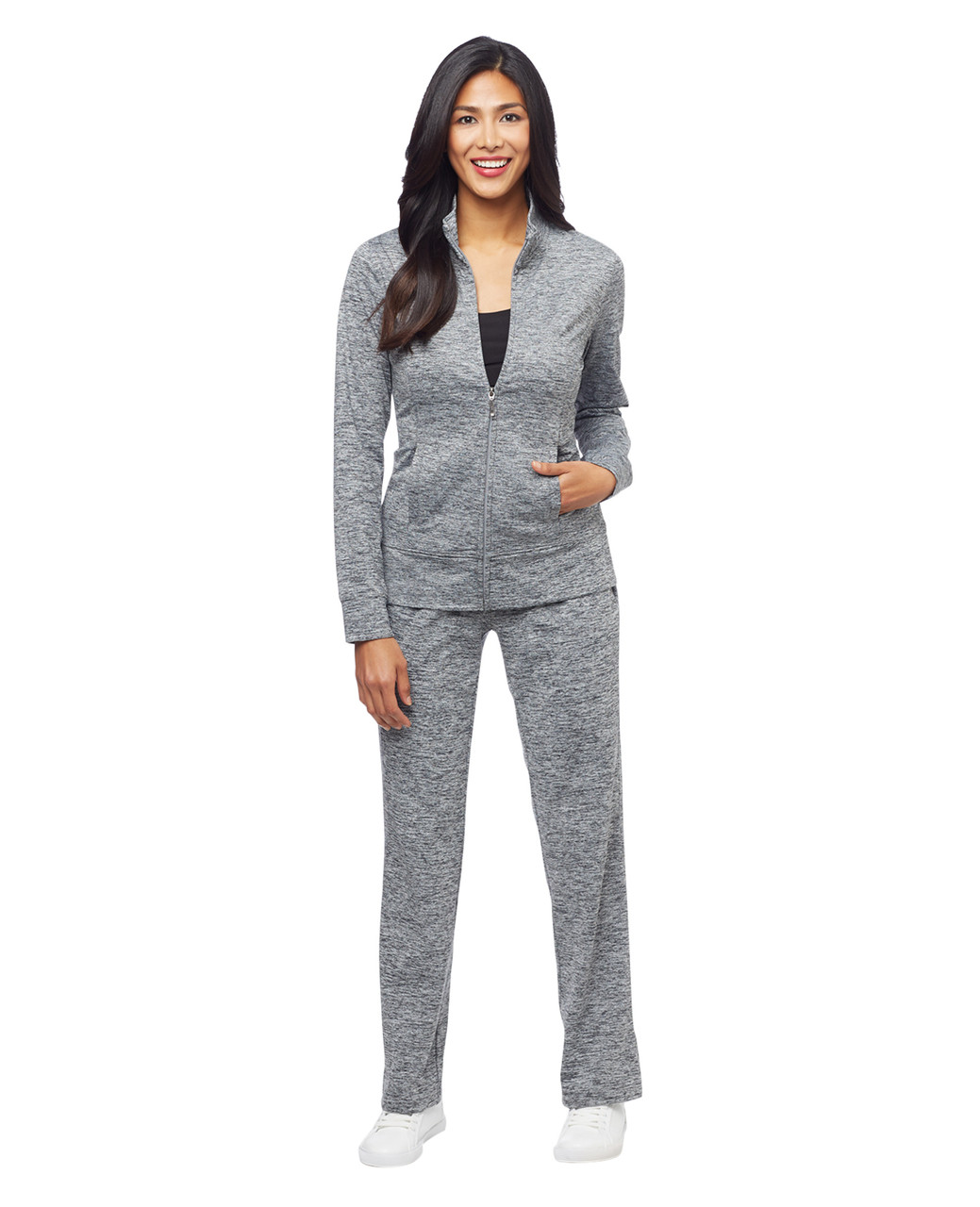 Woman's charcoal marled activewear yoga pants