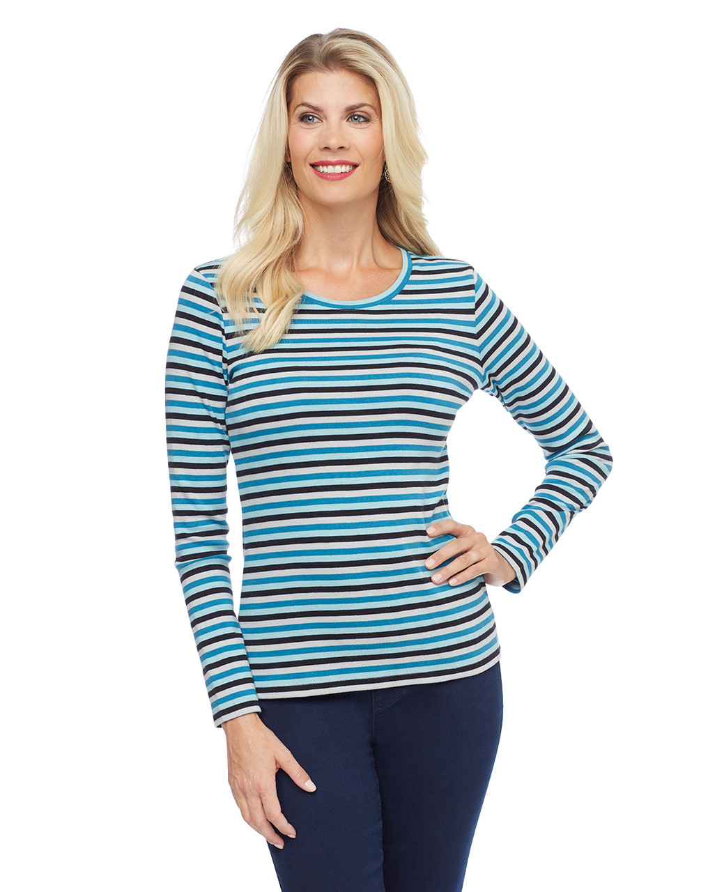 Woman's striped long sleeve crew neck tee