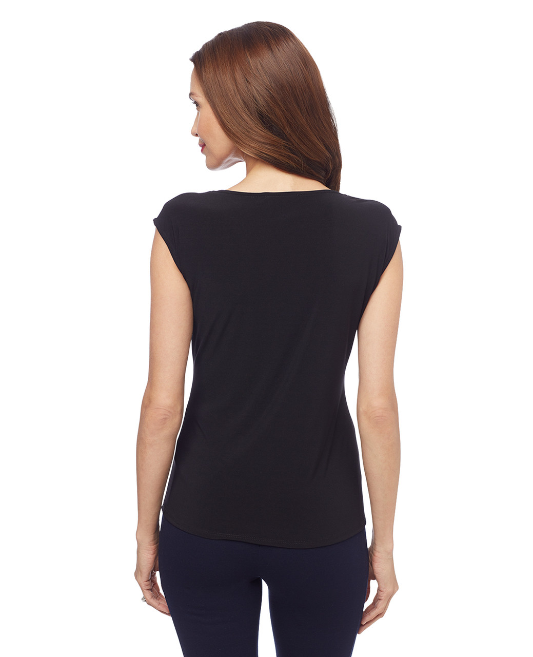 Woman's black embellished nailhead sleeveless blouse