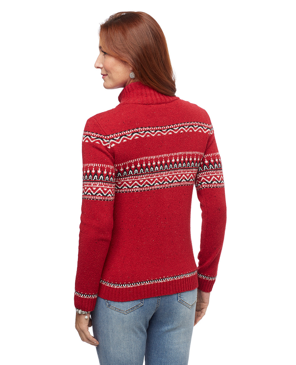 Women's red cardinal zip up cardigan sweater