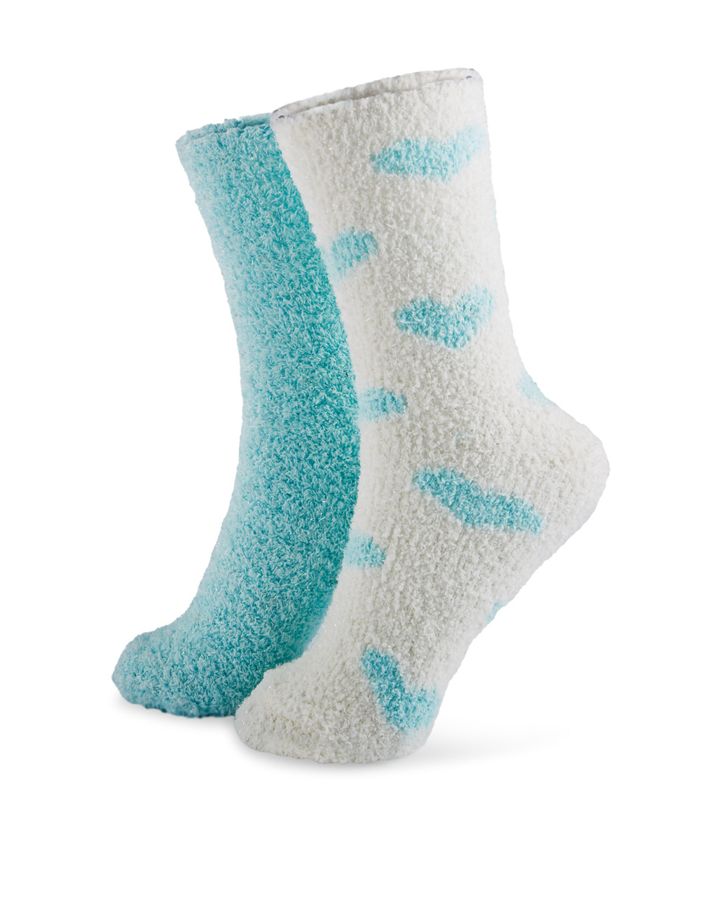 Two pack aqua blue lurex cozy socks