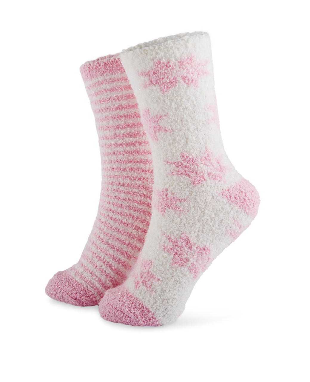 Two pack pink lurex cozy socks