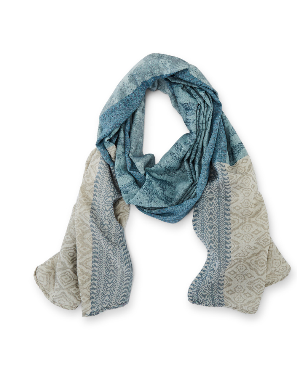 Women's teal blue patchwork scarf