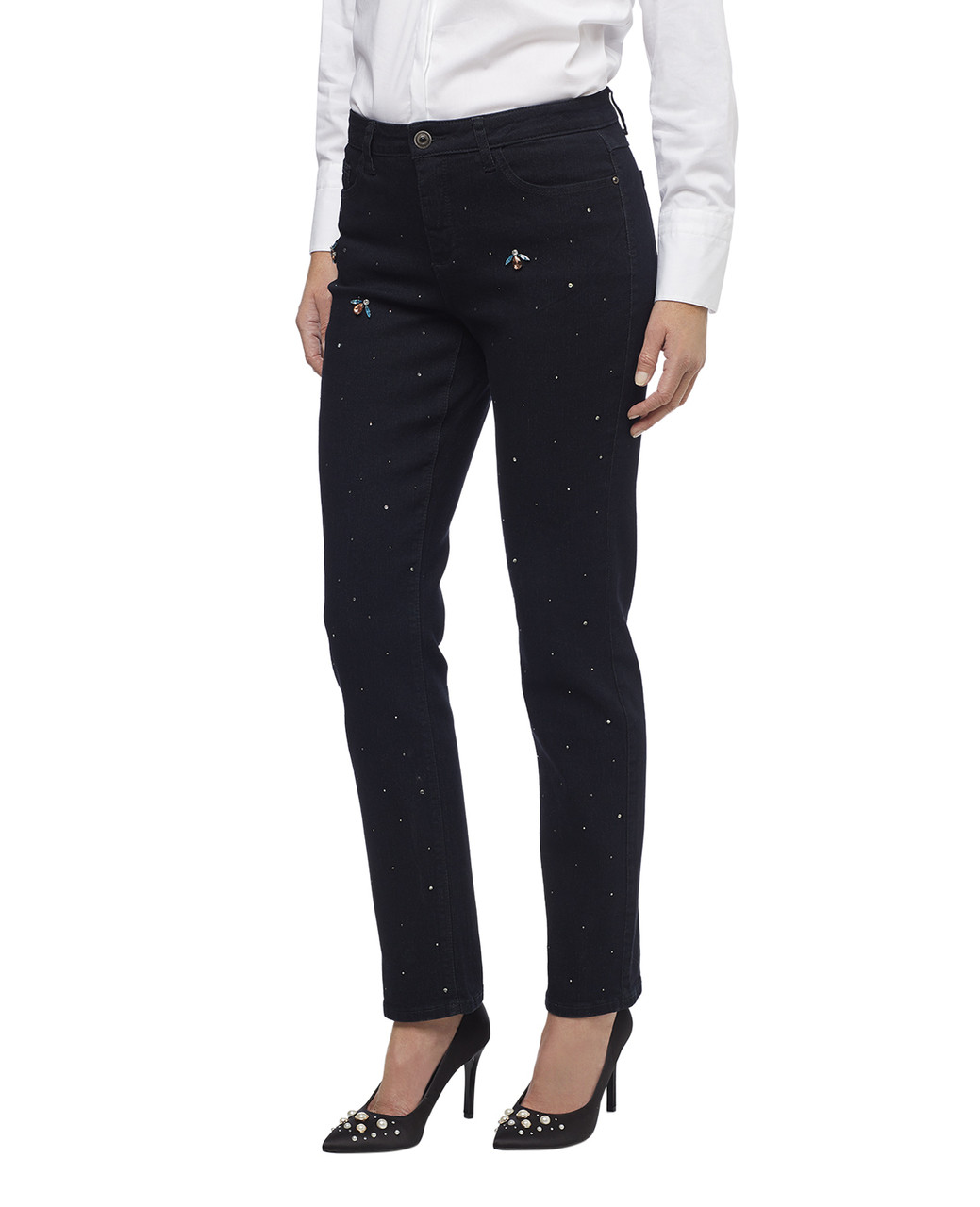 Women's jewelled dark wash Town jeans