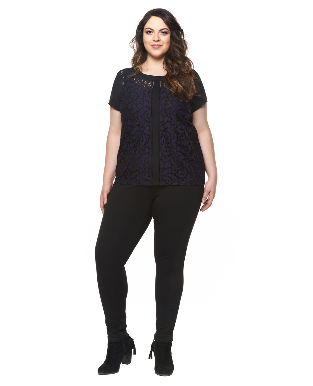 Women's plus size two tone lace dress top.