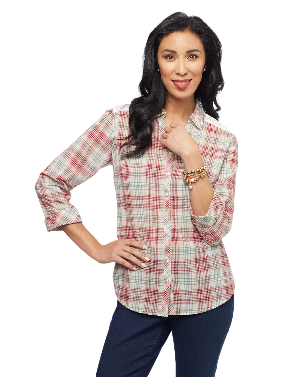 Women's portwine checked yarn dye shirt