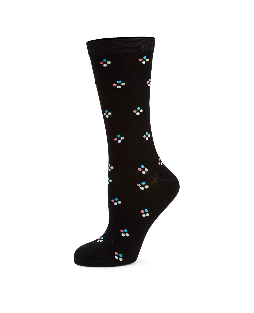 Women's black socks with polka dot circle