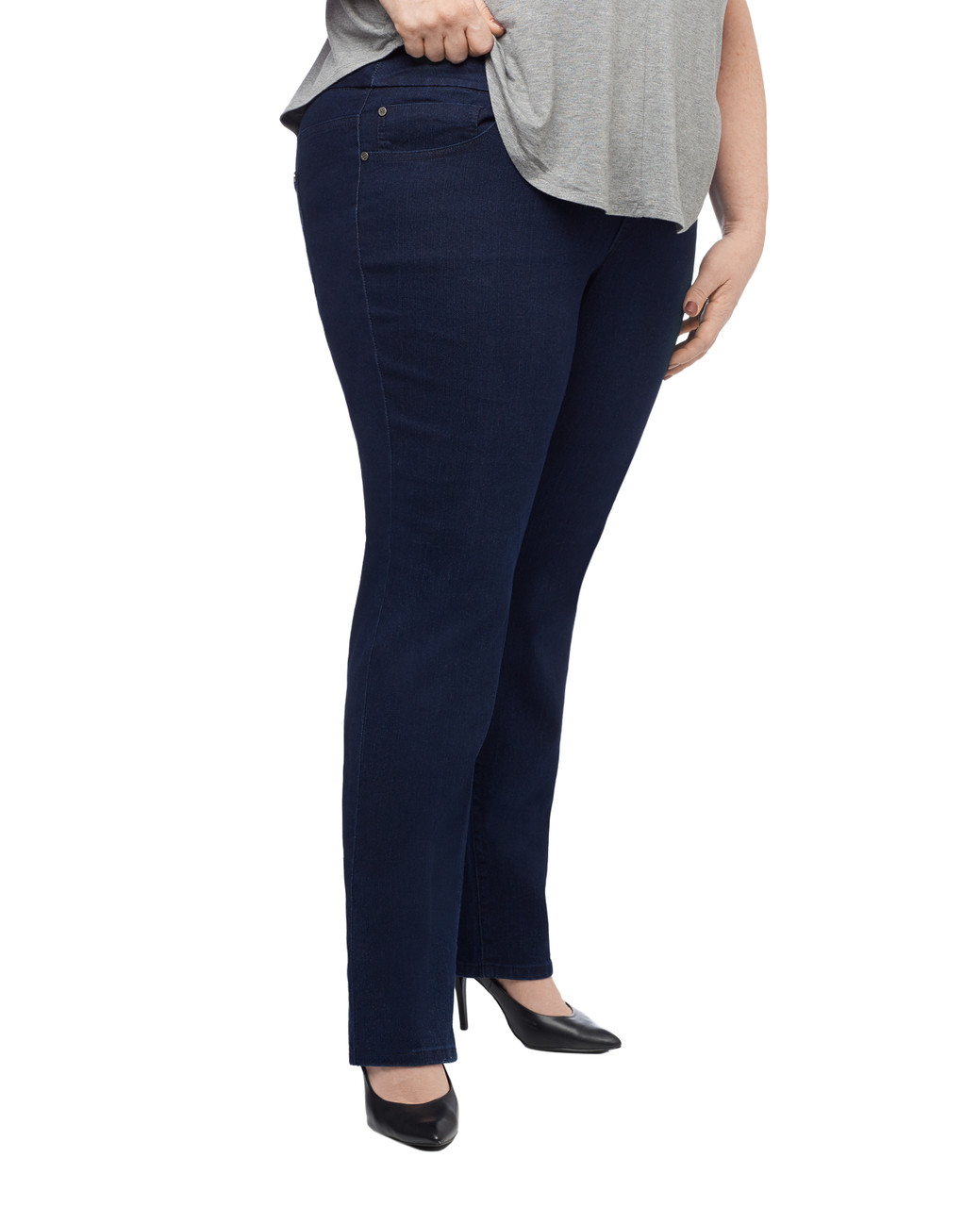 Women's plus dark wash pull on jean