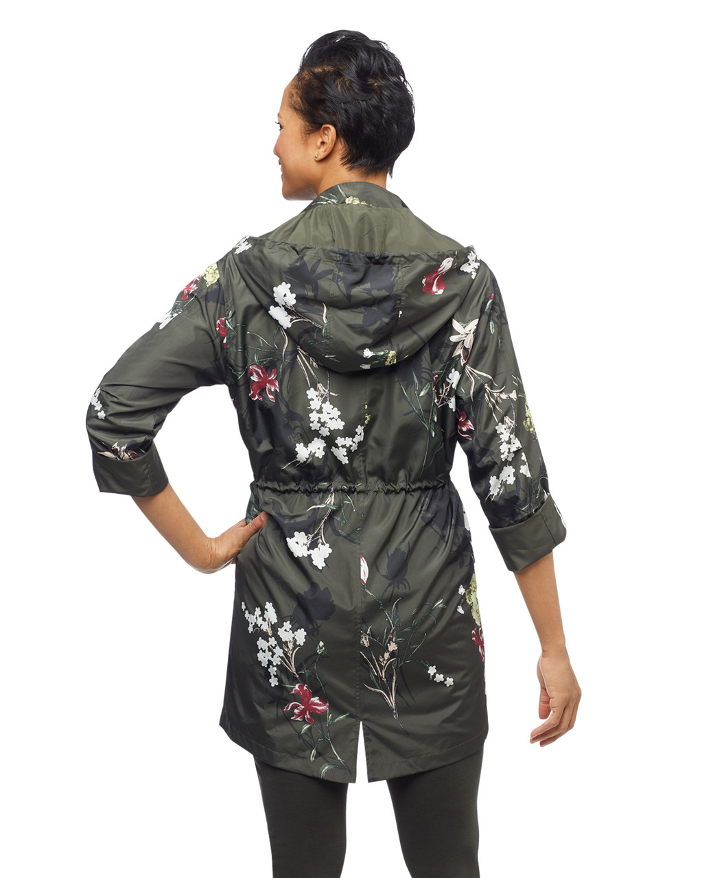 Women's green lightweight floral printed jacket