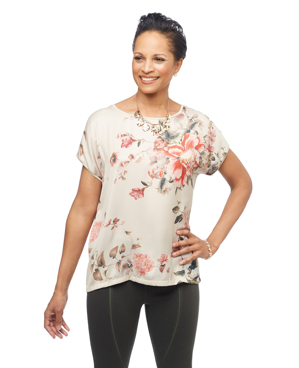 Women's peony floral printed top