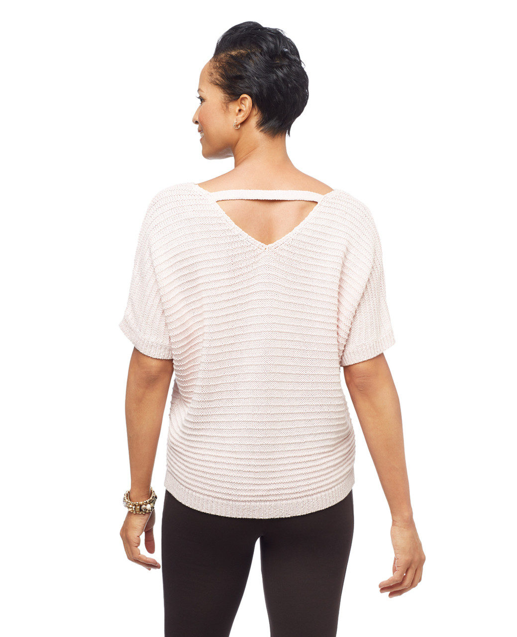 Women's short sleeve v neck knitted sweater