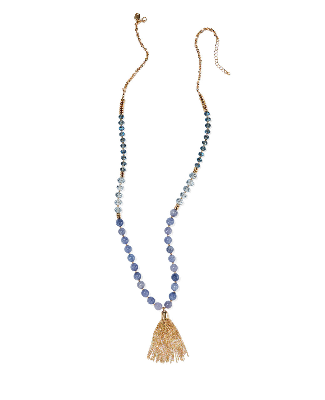 Women's lilac long bead tassel statement necklace