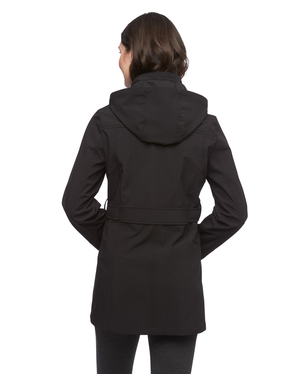 Women's black lightweight soft shell anorak jacket with buckle detailing