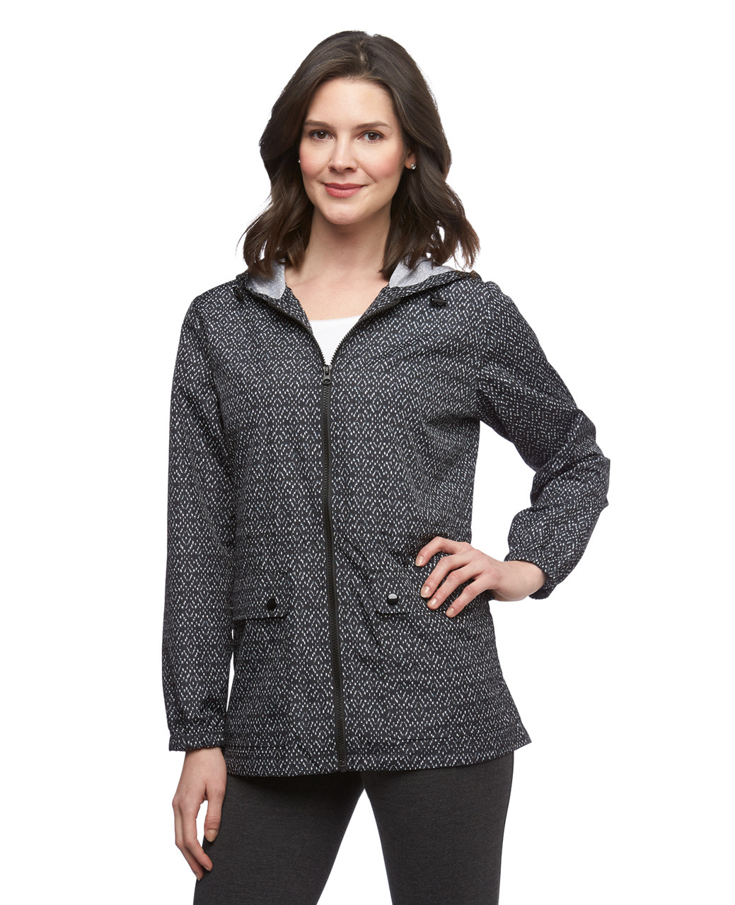 Women's black lightweight packable anorak jacket