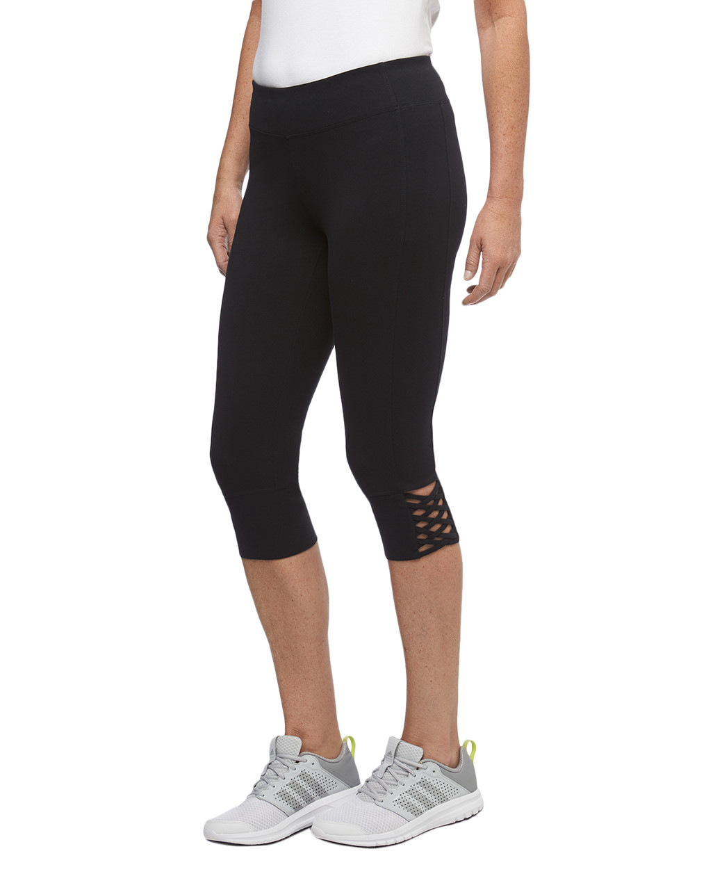 Women's lattice cuff activewear capri pants