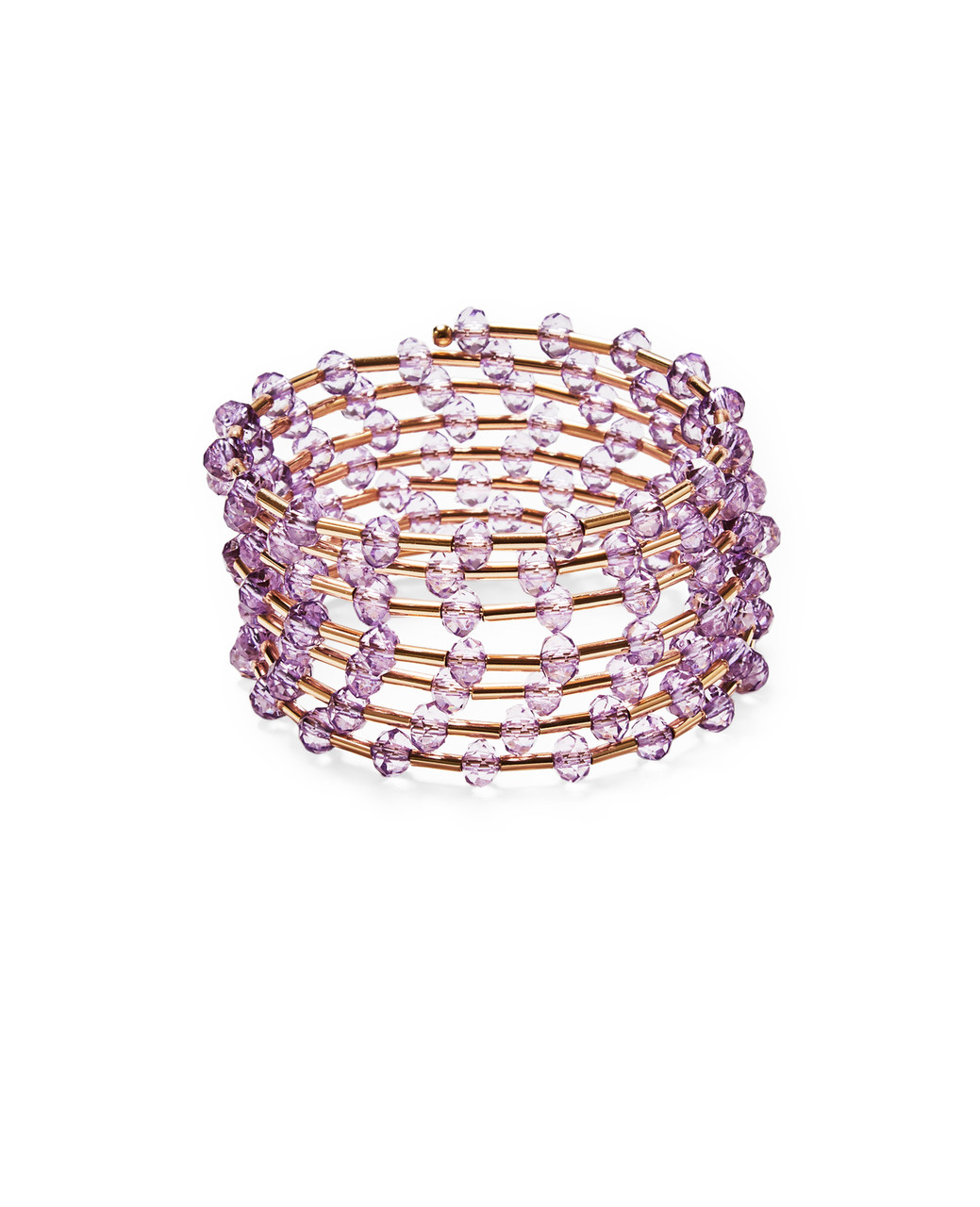 Women's lilac beaded coil bracelet