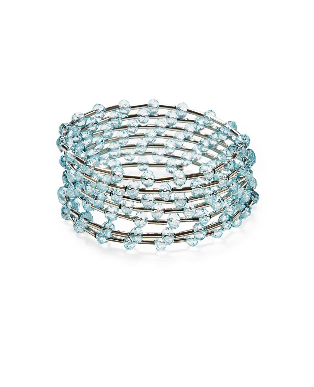 Women's sea blue beaded coil bracelet