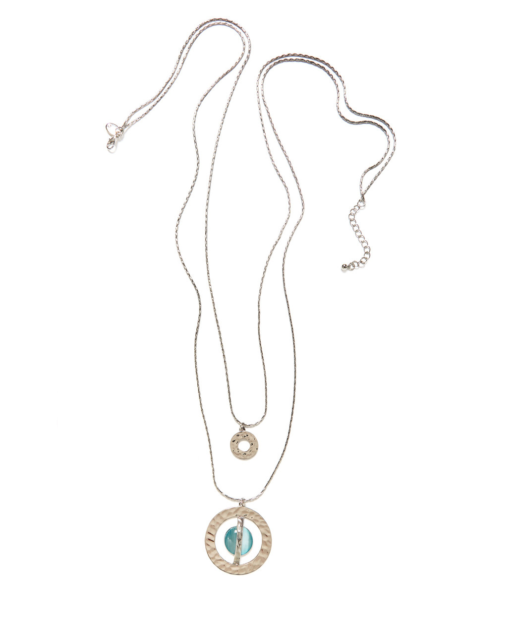 Women's sea blue and silver layered necklace