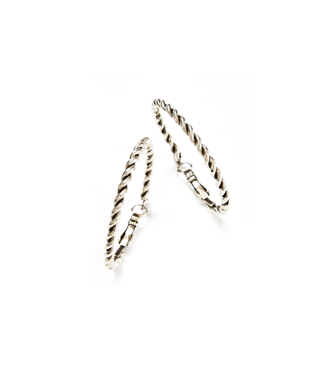 Women's twisted silver hoop earrings
